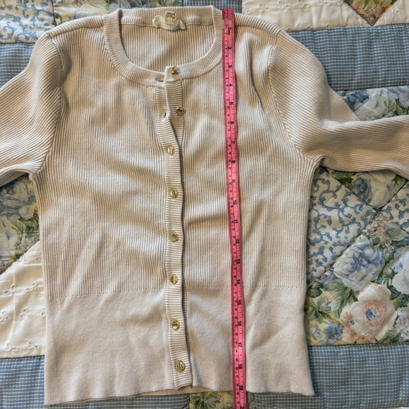 Marled Cream Ribbed Button Cardigan - Picture 6 of 6
